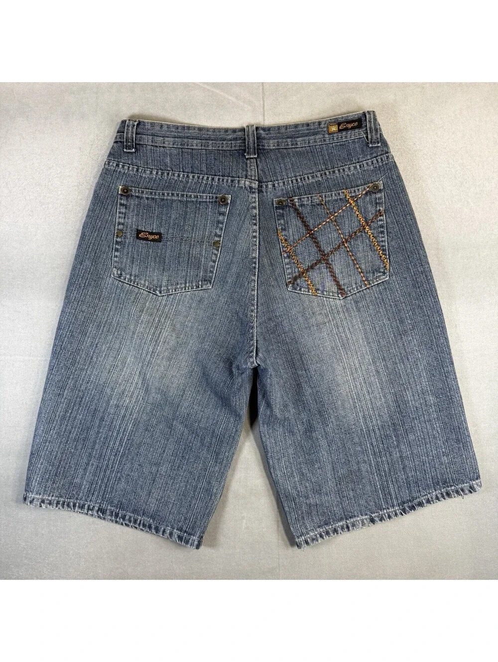 Vintage Enyce Baggy Denim Shorts Jorts Mens 36 Blue Logo Hip Hop Loose Y2K